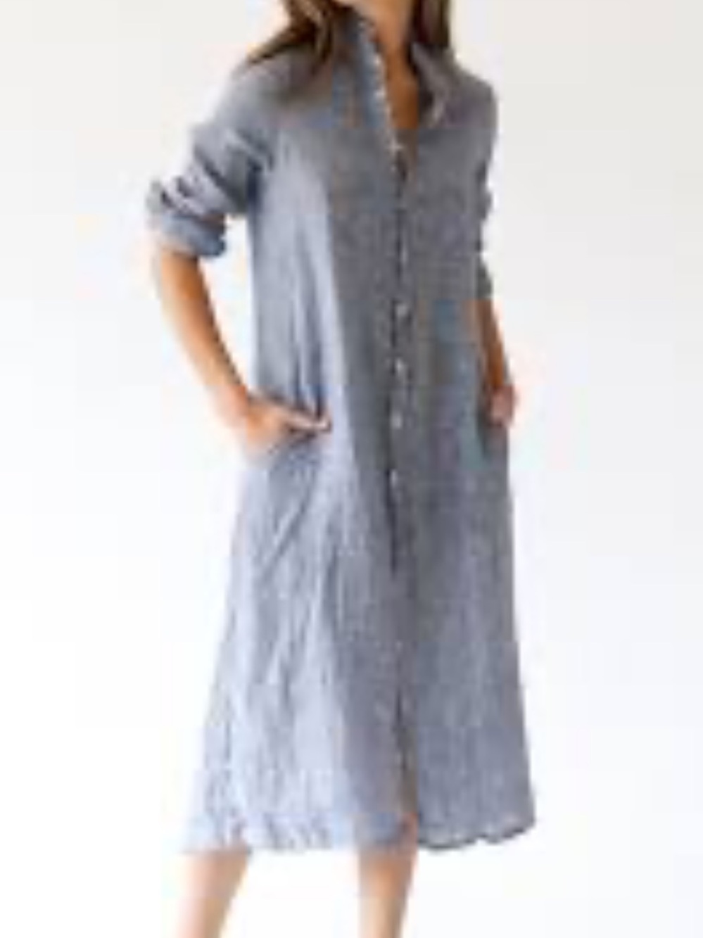 CP SHADES 100% LINEN LONG SLEEVE MIDI DRESS SIZE MEDIUM MADE IN USA